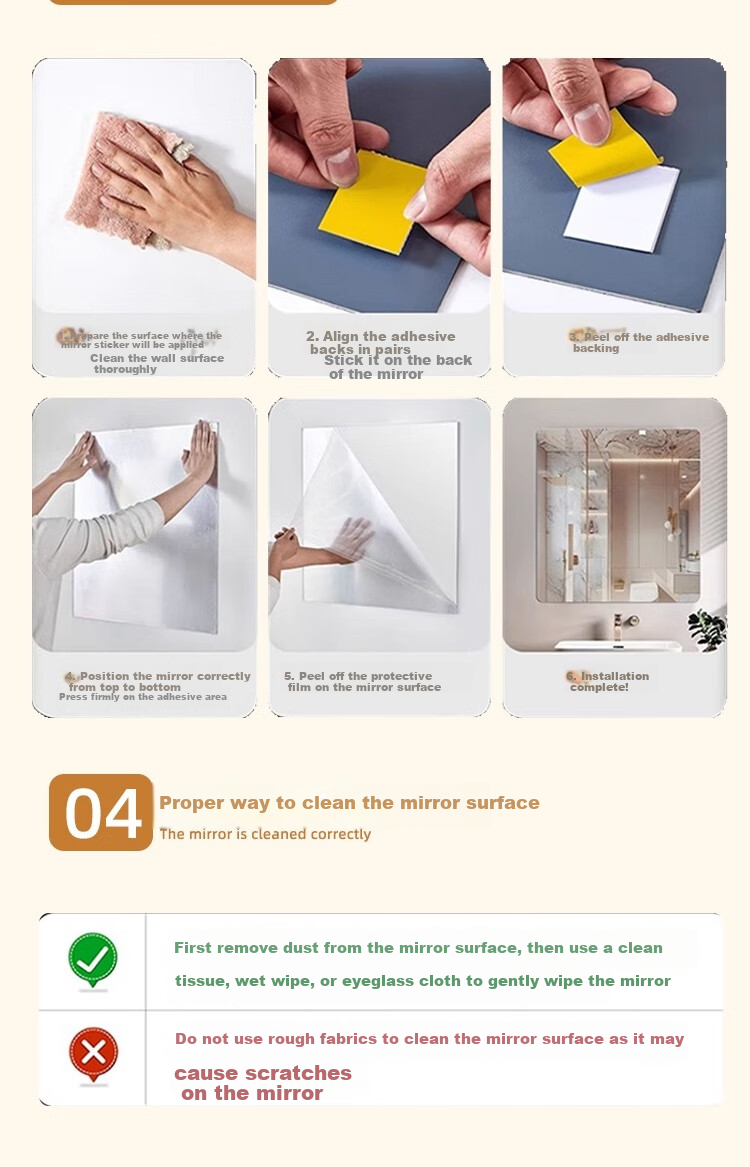Anerya Soft Wall-Mounted Self-Adhesive Full-Length Acrylic Mirror Sticker Home HD Dressing Mirror Dormitory Try-On Mirror 14