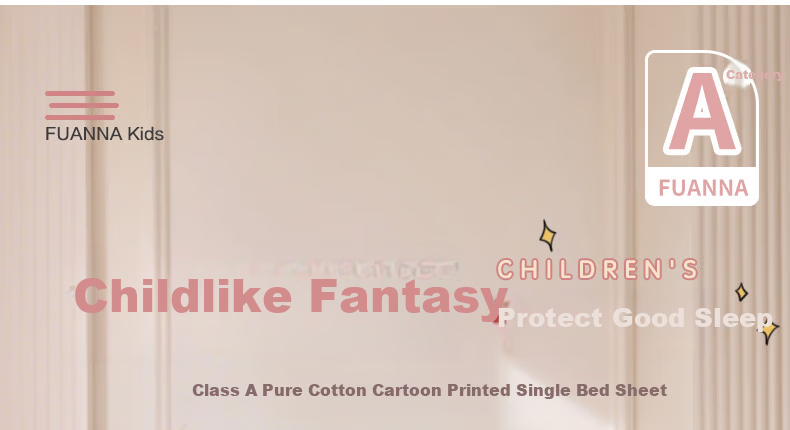 Fuanna Children Bed Sheet Infant Class A 40s 100% Pure Cotton Single Bed Sheet 230*240cm 1