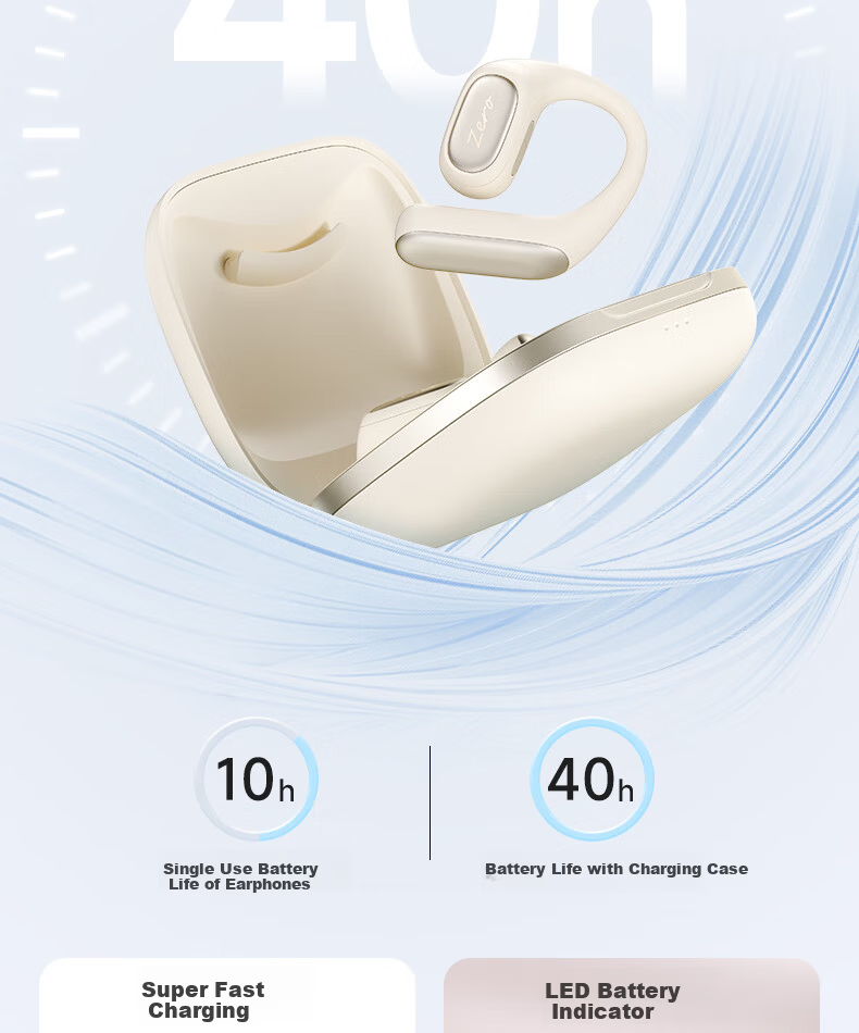 EDIFIER Zero Open Open-Ear True Wireless Bluetooth Earphones, Ear-Hook Design, Long Battery Life, Comfortable Fit, Compatible with Apple, Huawei, Xiaomi, Moonlight White 9
