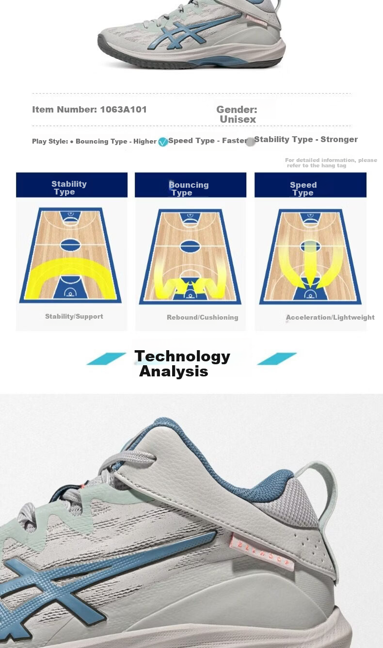 ASICS Men's Cushioning Basketball Shoes Mitsui Hisashi GELHOOP V17S/V17 1063A096-104 Size 43.5 3
