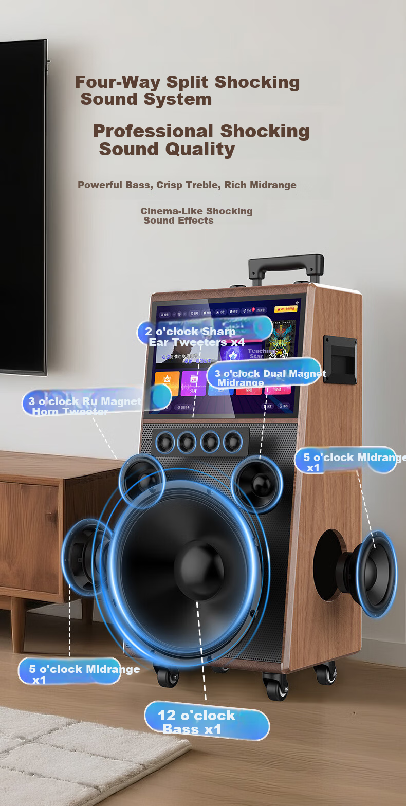 SANSUI TD107 Dual 10-Inch Square Dance Speaker with Display Screen Home KTV Karaoke Amplifier All-in-One Outdoor Singing Live Streaming Speaker Video Player with 3-Year Membership 3