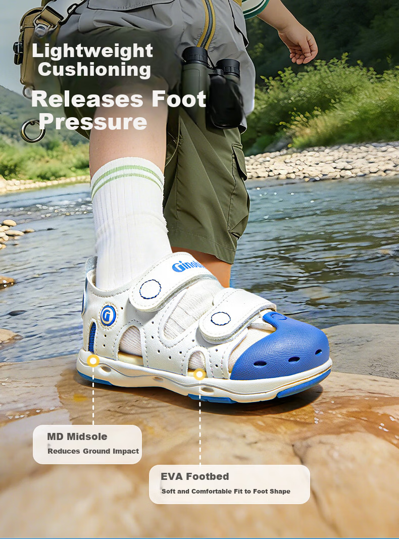 Ginoble Children's Walking Shoes Summer 2026 Breathable Sandals for Boys and Girls Ages 1-5 GW1878 White Cloud 8
