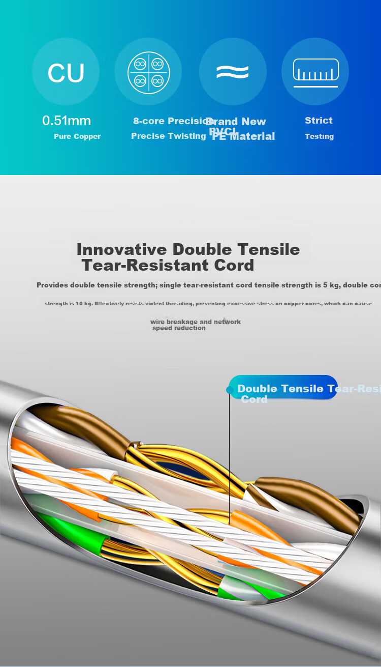 H3C Cat6 Gigabit Ethernet Cable [0.57±0.01mm Pure Copper Core] Unshielded Twisted Pair Network Cable for Home Installation, POE Box Cable, 100m, Orange 2