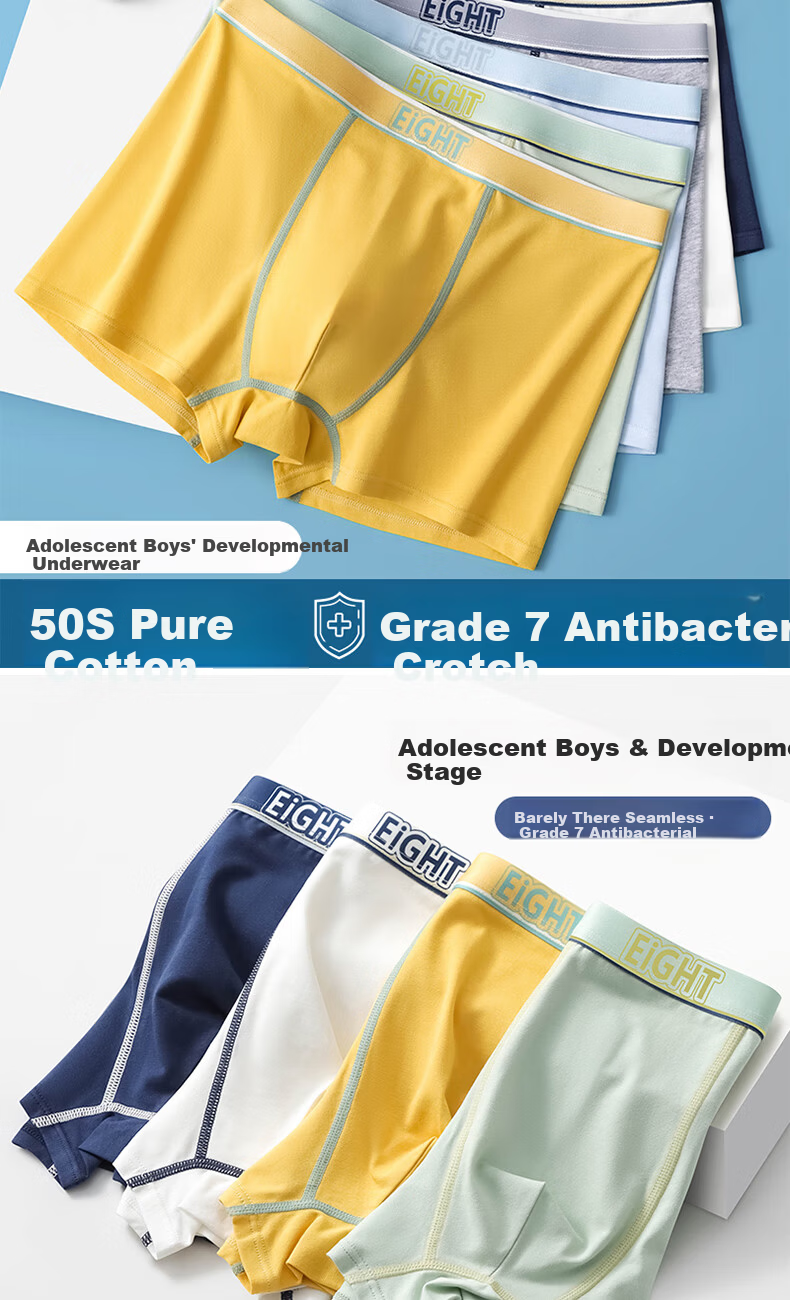 Dingguagua Boys' Cotton Boxer Briefs for Adolescents, Middle and High School Students, Plus Size 9