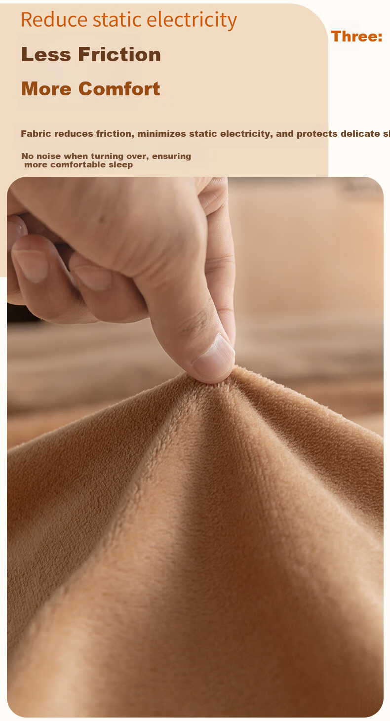 Hengyuanxiang Milk Velvet Four-Piece Bedding Set Thickened Fleece Warm Quilt Cover 220*240cm Apricot Camel 7