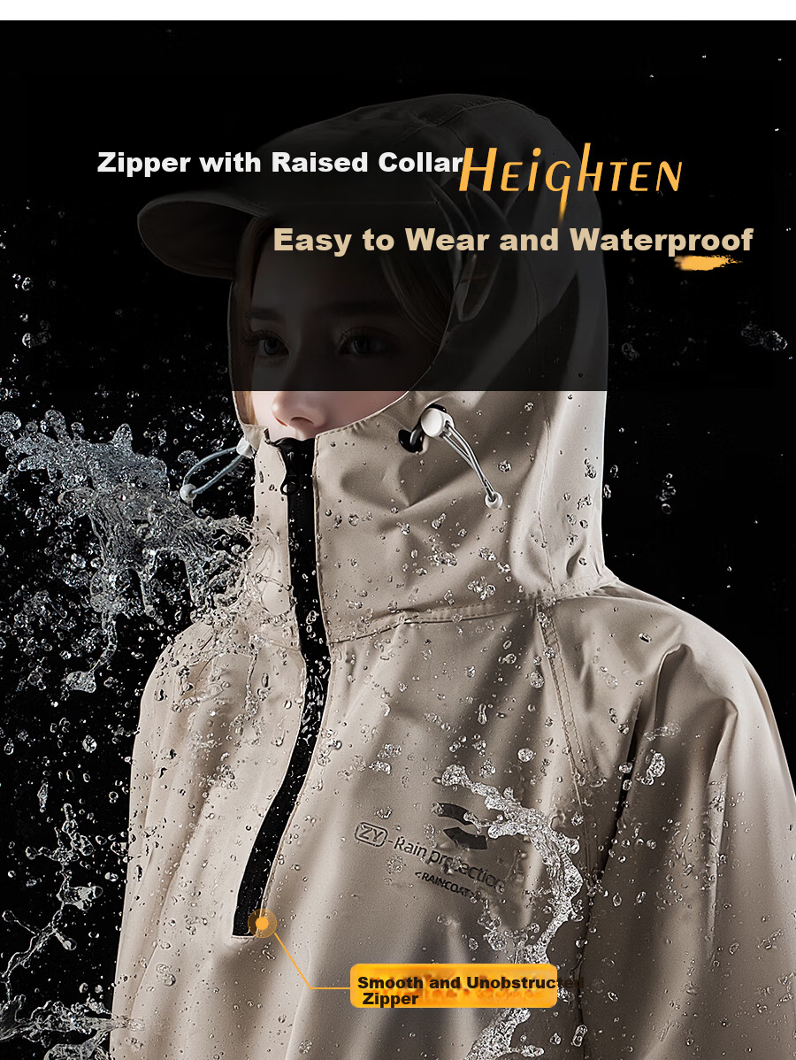 Zhengyu Electric Bicycle Raincoat, Separate Person And Vehicle Design, Full-Body Protection against Heavy Rain, Long-Style One-Piece Suit for Men And Women, Single-Person Enlarged Integrated Rain Poncho with Sleeves 4
