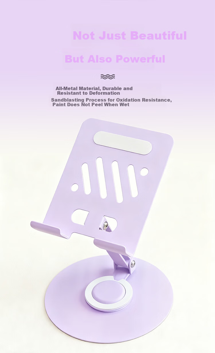 BZBC Flat Stand iPad Desktop Phone Holder 360° Multifunctional Rotatable Foldable Lazy Support Bracket for Gaming Online Classes Drawing Live Streaming Video Universal Phone Light Blue 8