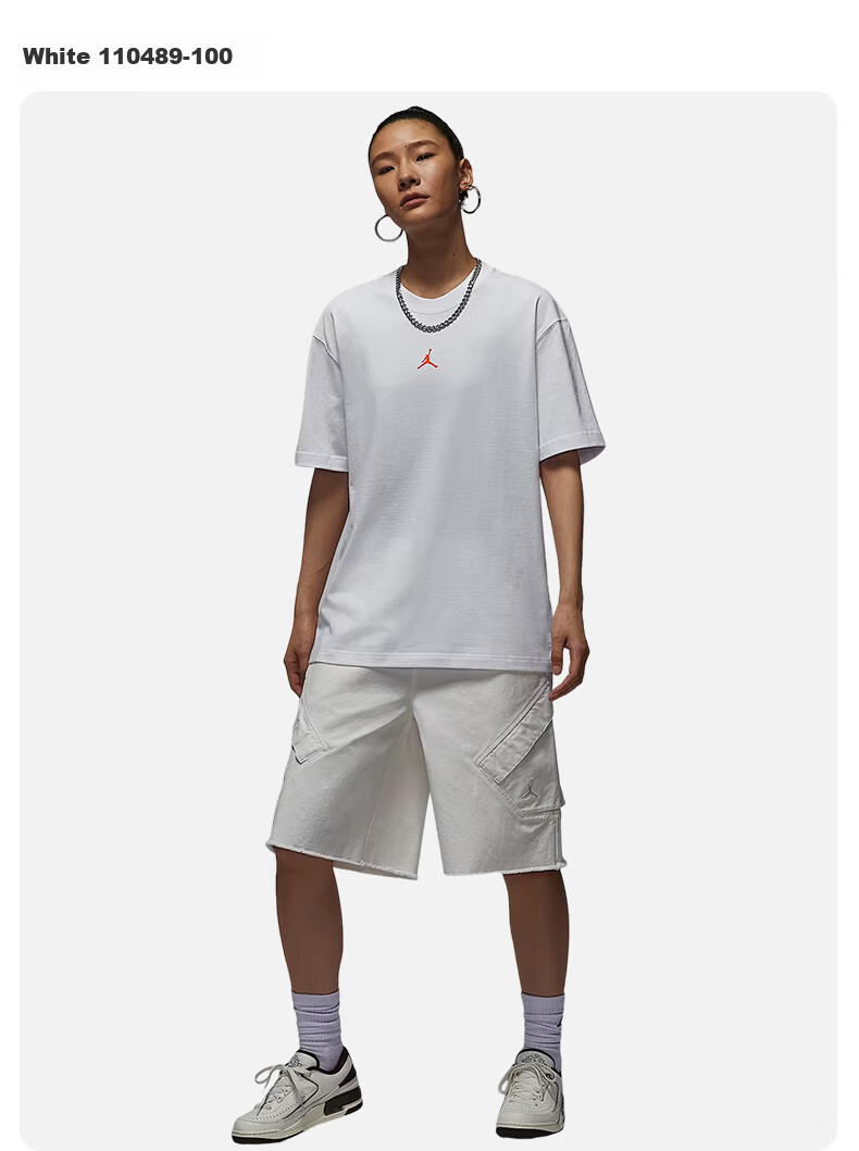 Jordan Women's Cotton Classic Loose Fit Short-Sleeve T-Shirt II0489-100 White M 4