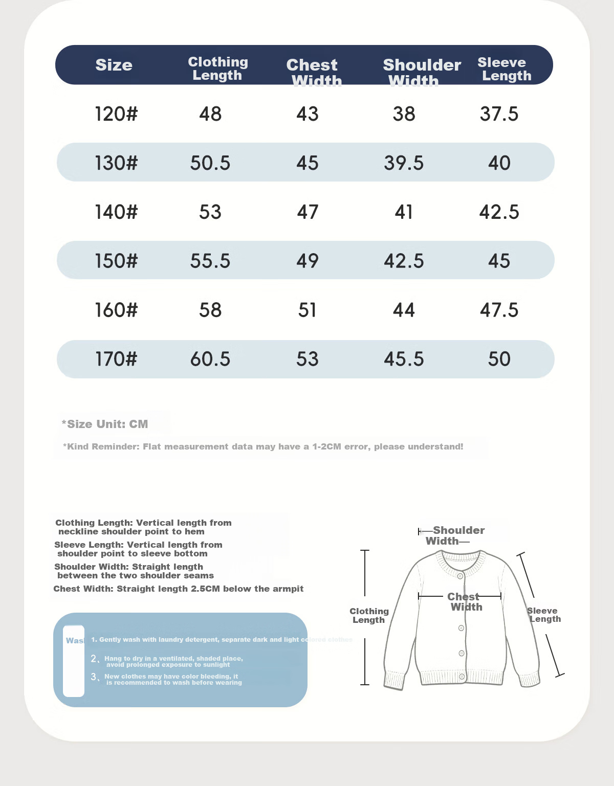 Langsha Autumn Boys' College Style Sweater Cardigan Casual Knitwear Navy Blue 130 9
