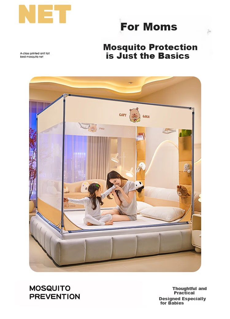MUJI Class A Baby Crib Mosquito Net with Anti-Fall Bumper, Three-Door 1.8×2m with Reinforced Frame 2