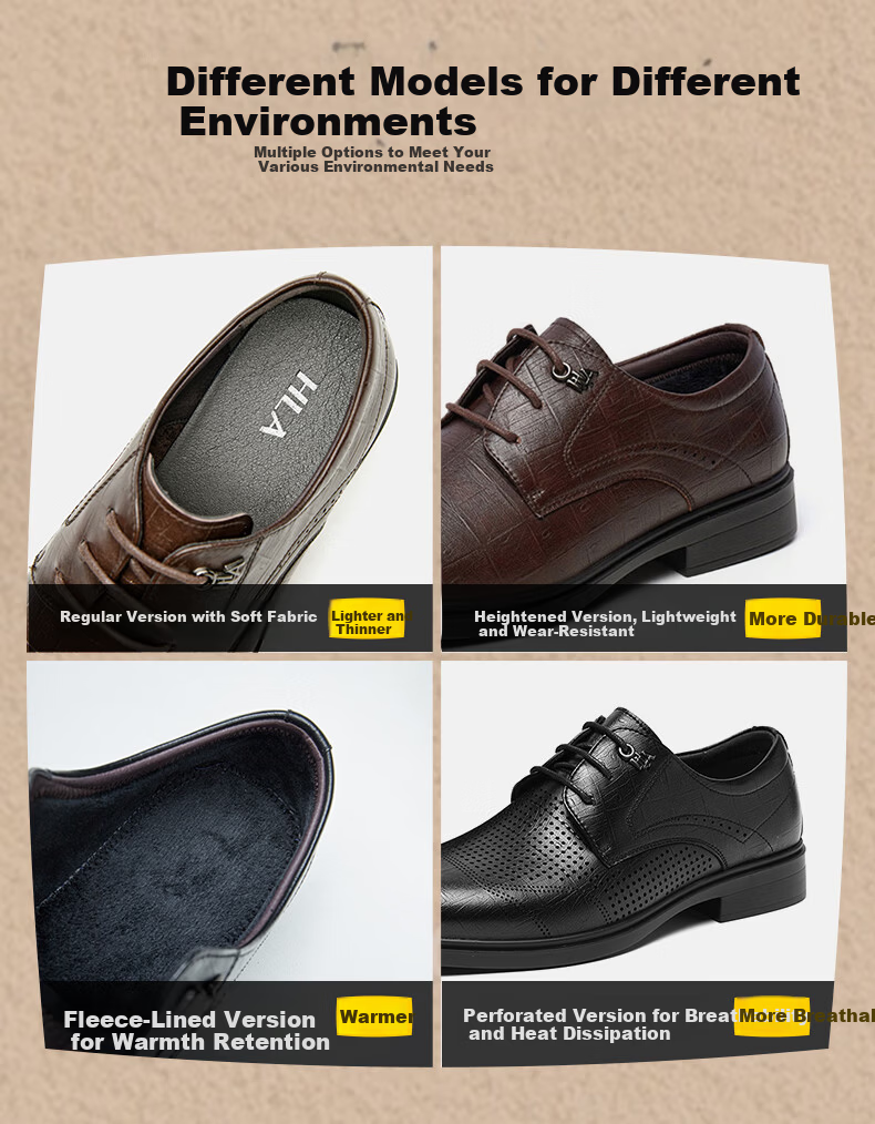 HLA Men's Business Formal Derby Casual Leather Shoes HAAPXM4DBG576 Black Size 43 8