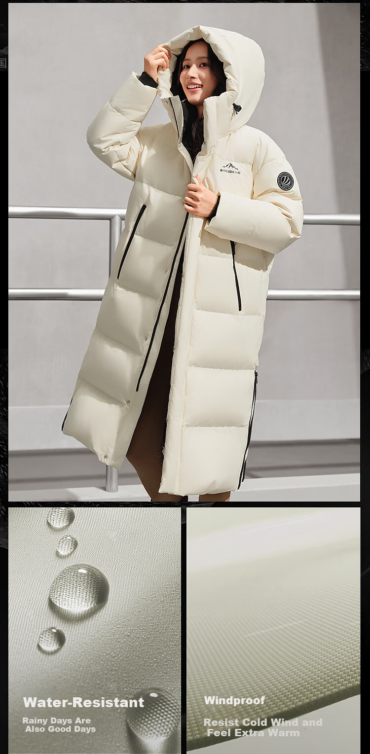 Bosideng Winter Down Jacket Unisex Couple Long Fashion Thickened Hooded Round Neck Puffer Coat 5