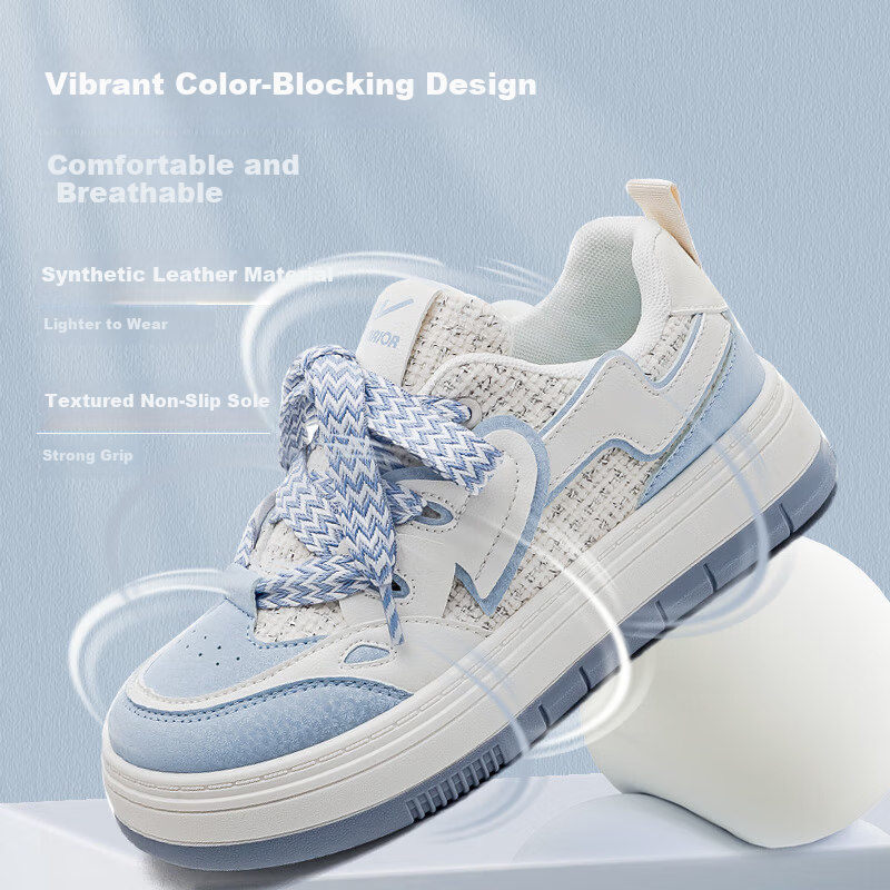 Warrior Women's Breathable Mesh Panel Shoes Casual Lightweight Sneakers White/Blue Size 35
