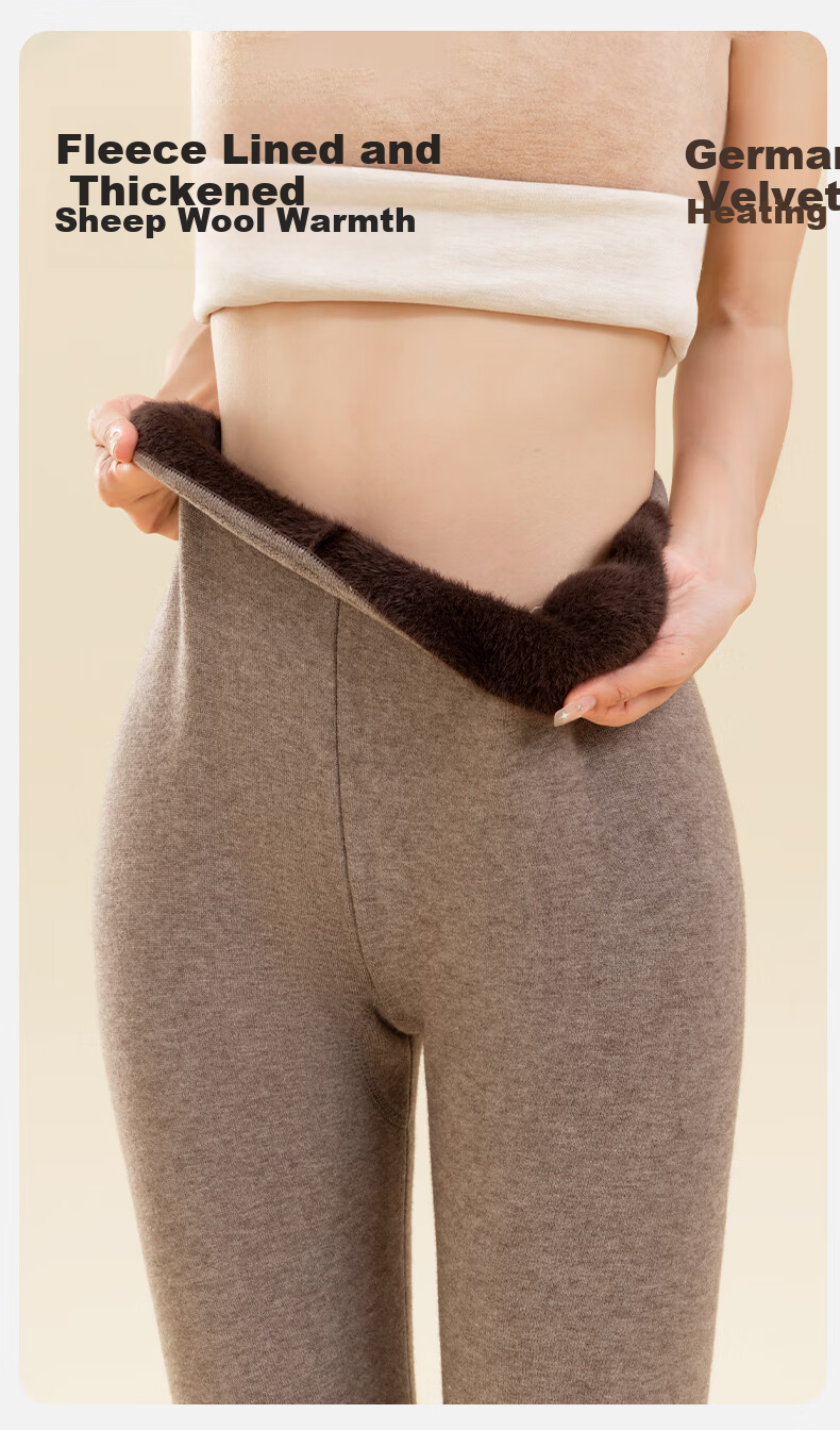 MiiOW Women's Winter Cotton Pants Fleece Lined Thick Wool Warm Pants Anti-Cold Extra Thick High Waist Fleece Trousers for Middle-aged and Elderly Northeast 1