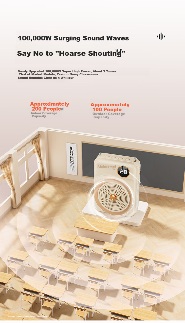 Aishuomei K28 Wireless Mini Amplifier Teacher's Classroom Microphone Outdoor Tour Guide Portable Speaker Off-White 5