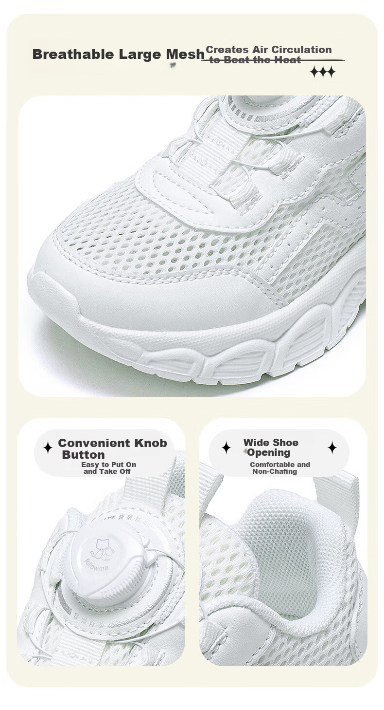 Follow Me Kids White Casual School Sneakers Unisex Junior High Fashion Shoes Size 34 2