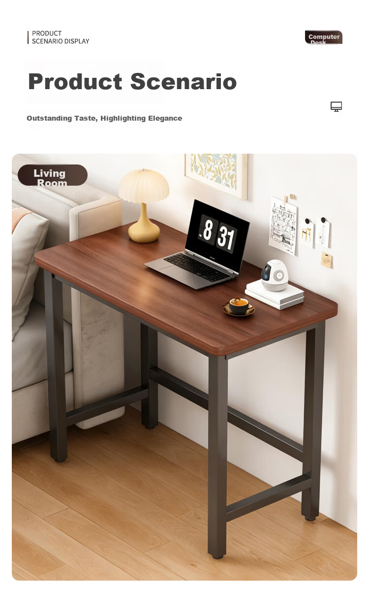 Zhuobo Computer Desk Desktop Study Table Home Small Table Bedside Table BZ58 Walnut 80x40cm 13