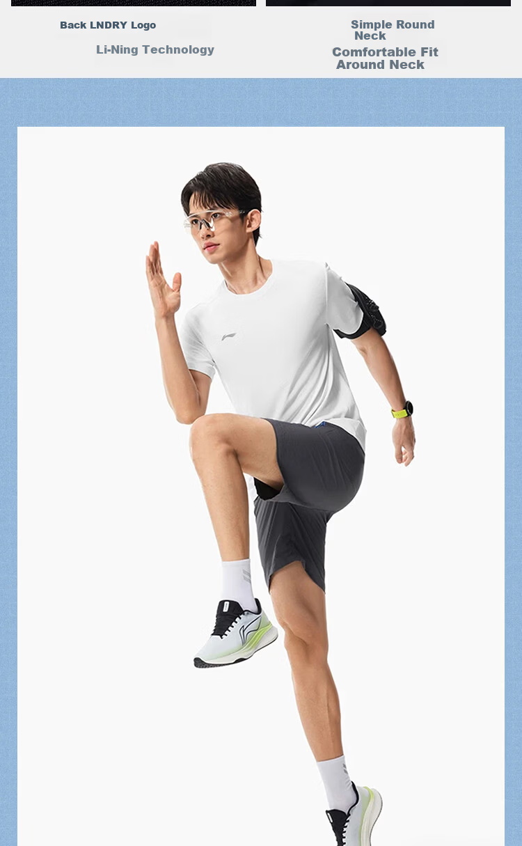 LI-NING Men's Summer Lightweight Breathable Fashion Casual Short Sleeve Sports T-Shirt Comfortable Tee Top 8
