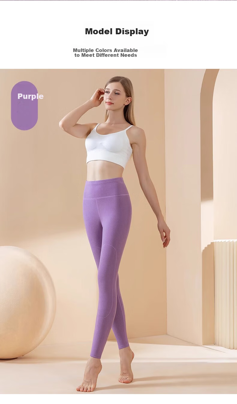 LangSha Women's High-Waist Fleece-Lined Thermal Leggings Thickened Knee Patch Lambswool Extra Warm Cold-Resistant Cotton Pants 13