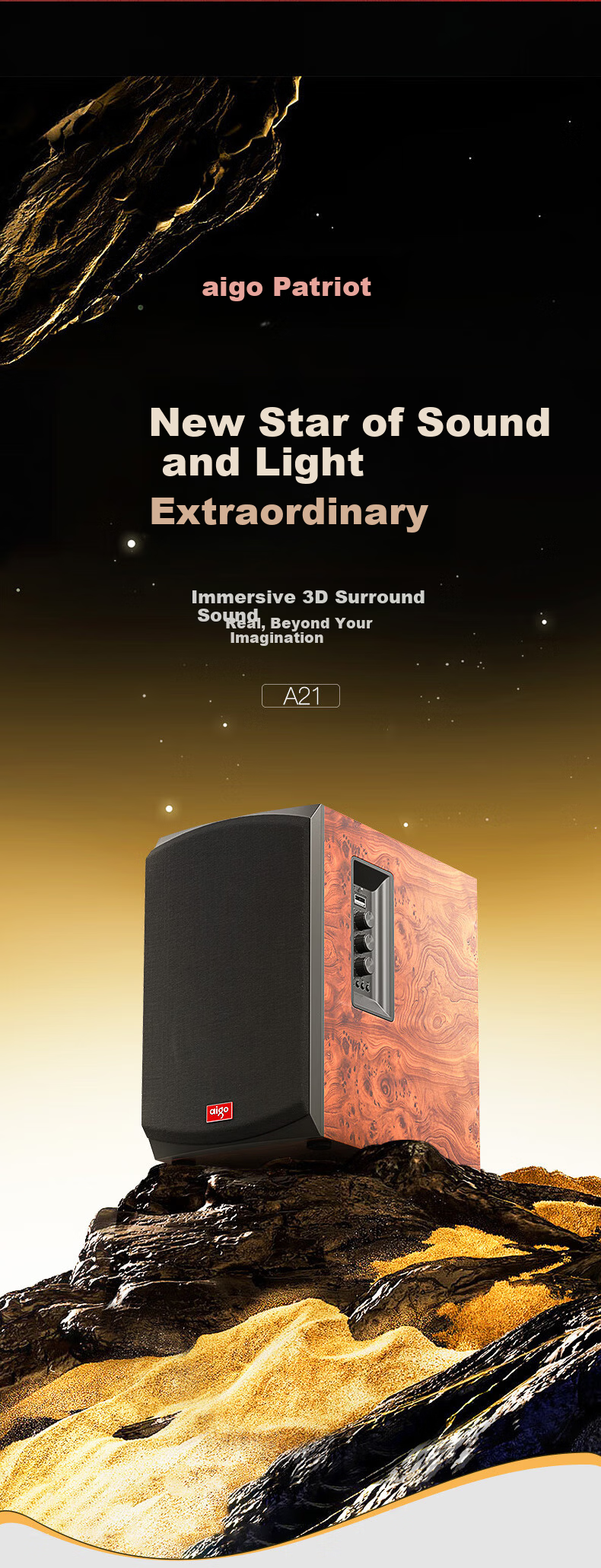 Patriot A21 Professional Active Desktop Monitor Speaker Multimedia Wooden Subwoofer for PC Home TV Karaoke Heavy Bass 2