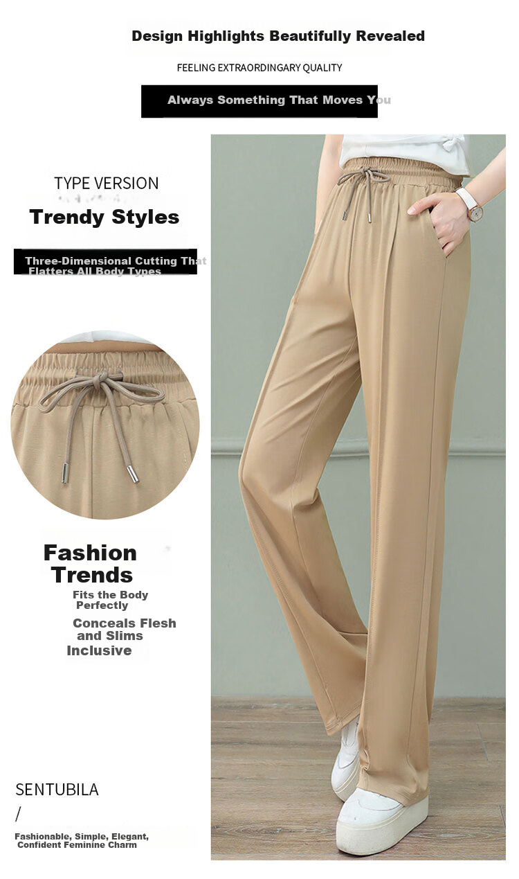 Woodpecker Women's Wide Leg Pants Spring Summer Straight Leg Sports Trousers High Waist Casual Slimming Draped Pants Green 4XL 4