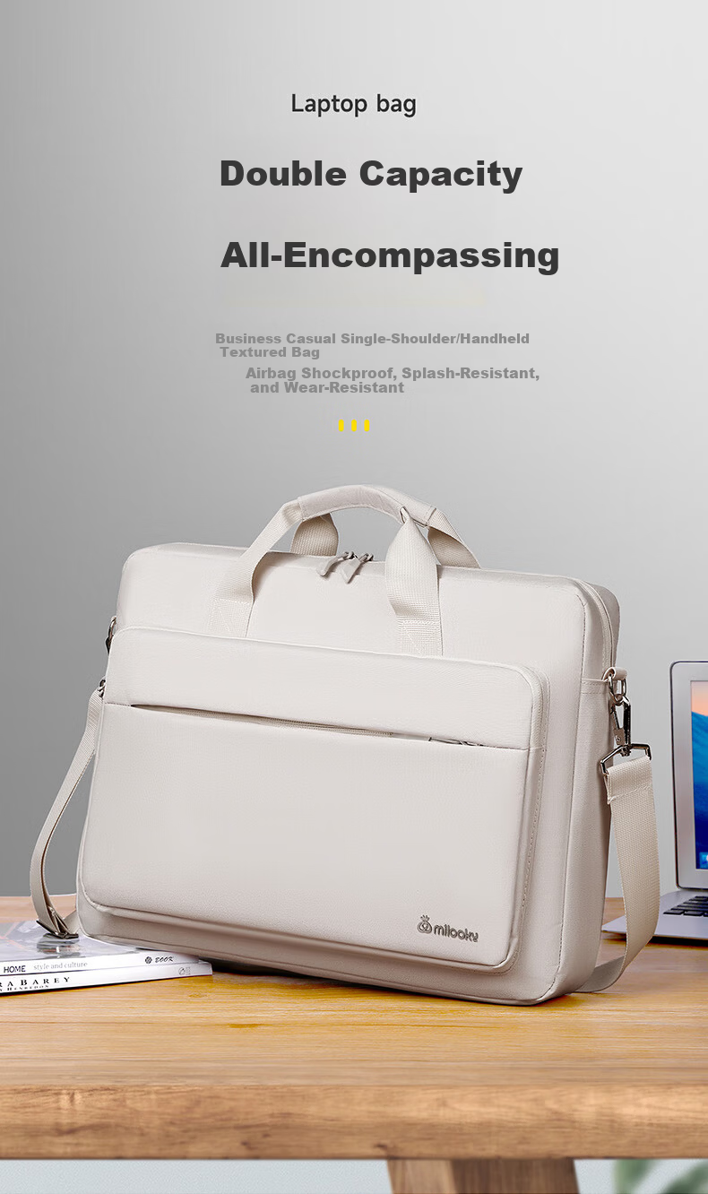Milooky Single Shoulder Laptop Bag Large Capacity for Men Compatible with Apple Huawei 13/13.6/14 Inch Briefcase Laptop Bag 1