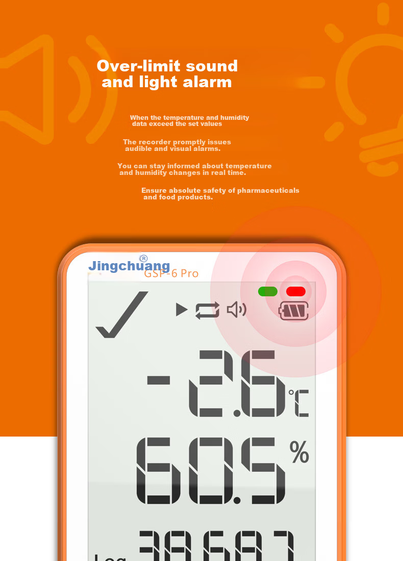 Elitech GSP-6pro High-Precision Temperature And Humidity Logger, Medical Refrigerator Magnetic Temperature And Humidity Meter, Mobile Phone Bluetooth Export 7