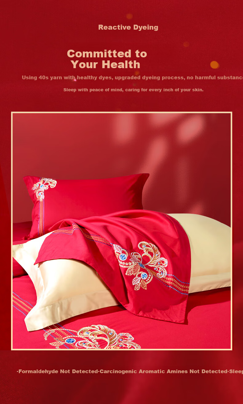 Fuanna Traditional Chinese Wedding Four-Piece Set National Style Embroidered Marriage Bedding for 1.8m Bed 9