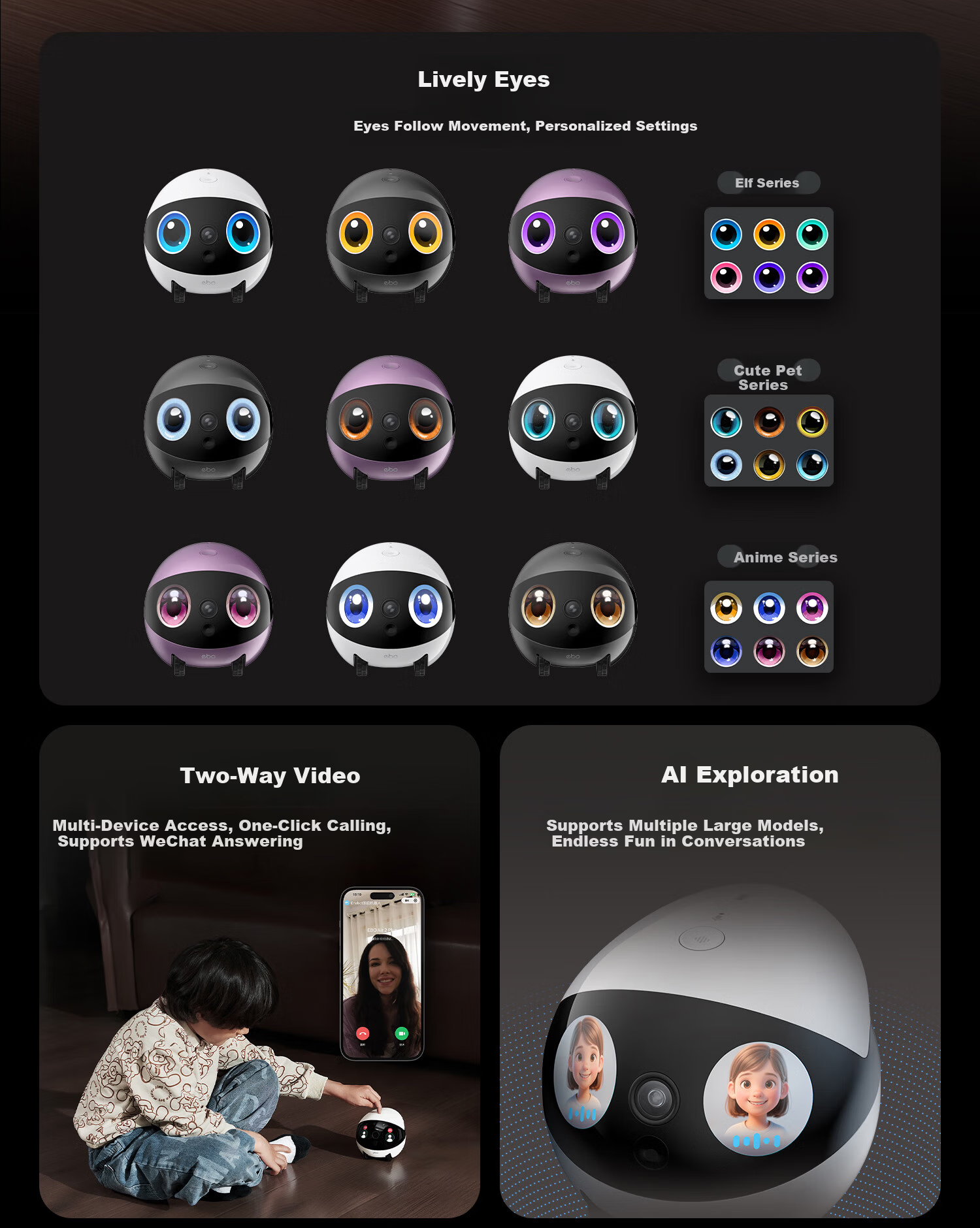 Enabot EBO Air 2 Plus Whole Home Mobile Surveillance Camera Video Call Elderly Children Pet Monitoring EBO AI Companion Robot [Liumu White] 3