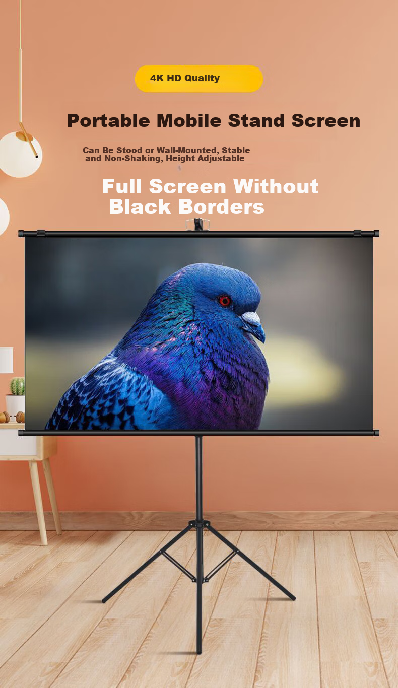 Ganyi HD Portable Stand Projection Screen White Fiberglass C100 100-inch 16:9 for All Lumen Projectors Outdoor Camping Travel Party 1