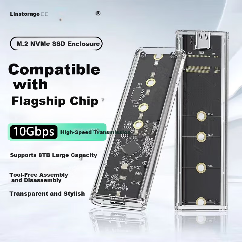 LINSTORAGE M.2 NVMe SSD Enclosure Type-C 3.2 External SSD Case USB 3.2 Hard Drive Enclosure for Laptop and Mobile Phone