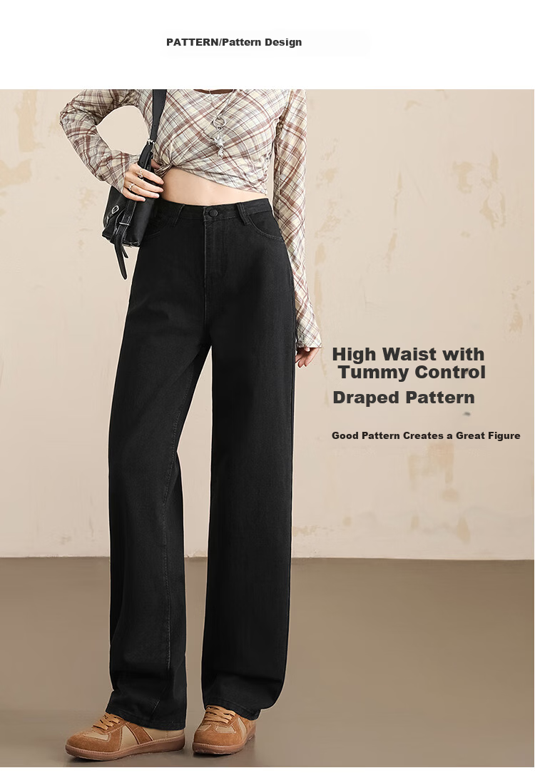 BEAUTIFUL WARDROBE Loose Straight Wide-Leg High-Waist Jeans Women's 2026 Spring Summer Versatile Slimming Fashion Pants 3