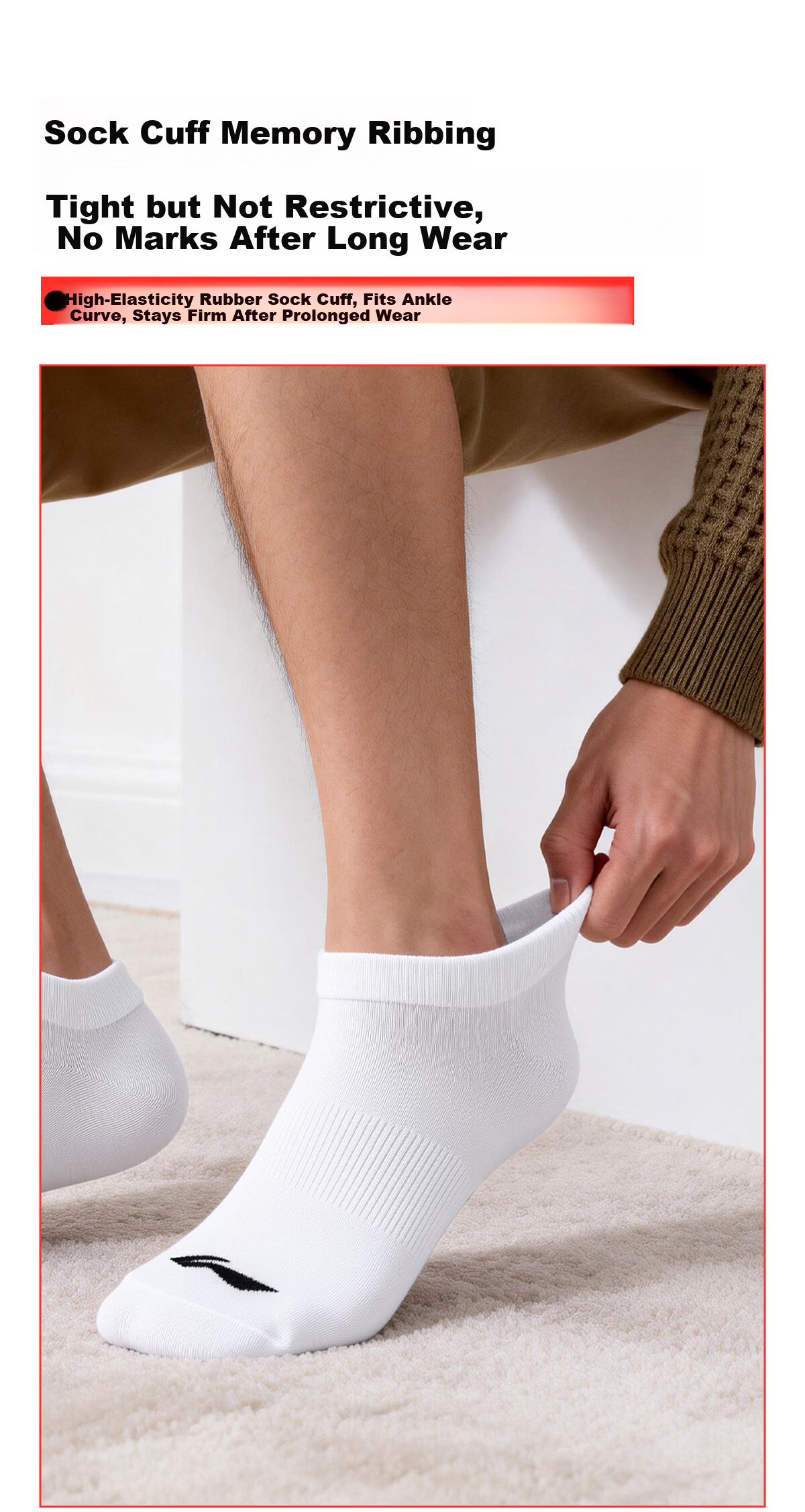 LI-NING Youth Boys Xinjiang Cotton Odor-Resistant Sports Long Tube Basketball Socks for Middle School Kids Autumn Spring 11