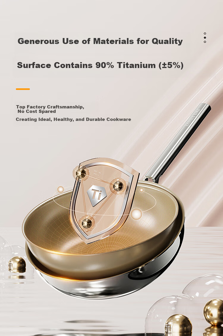COOKER KING Fluorine-Free Coating Non-Stick Wok Multi-Functional Ultra-Light Titanium Pan 28CM for Gas and Induction Cookers 7