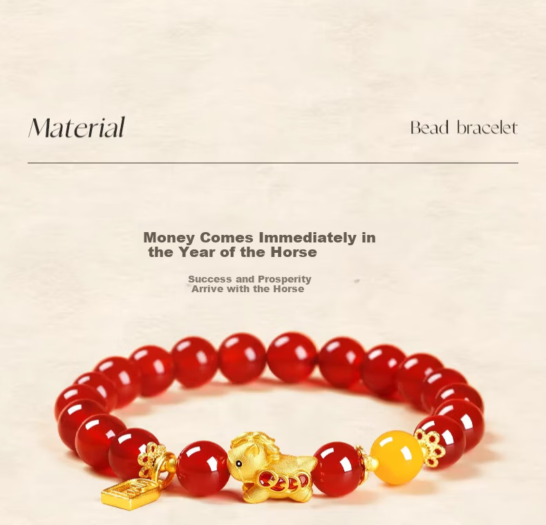 Chow Tai Fook Natural Red Agate Bracelet for Women Wealth Bracelet Zodiac Year Birthday Gift for Girlfriend 6