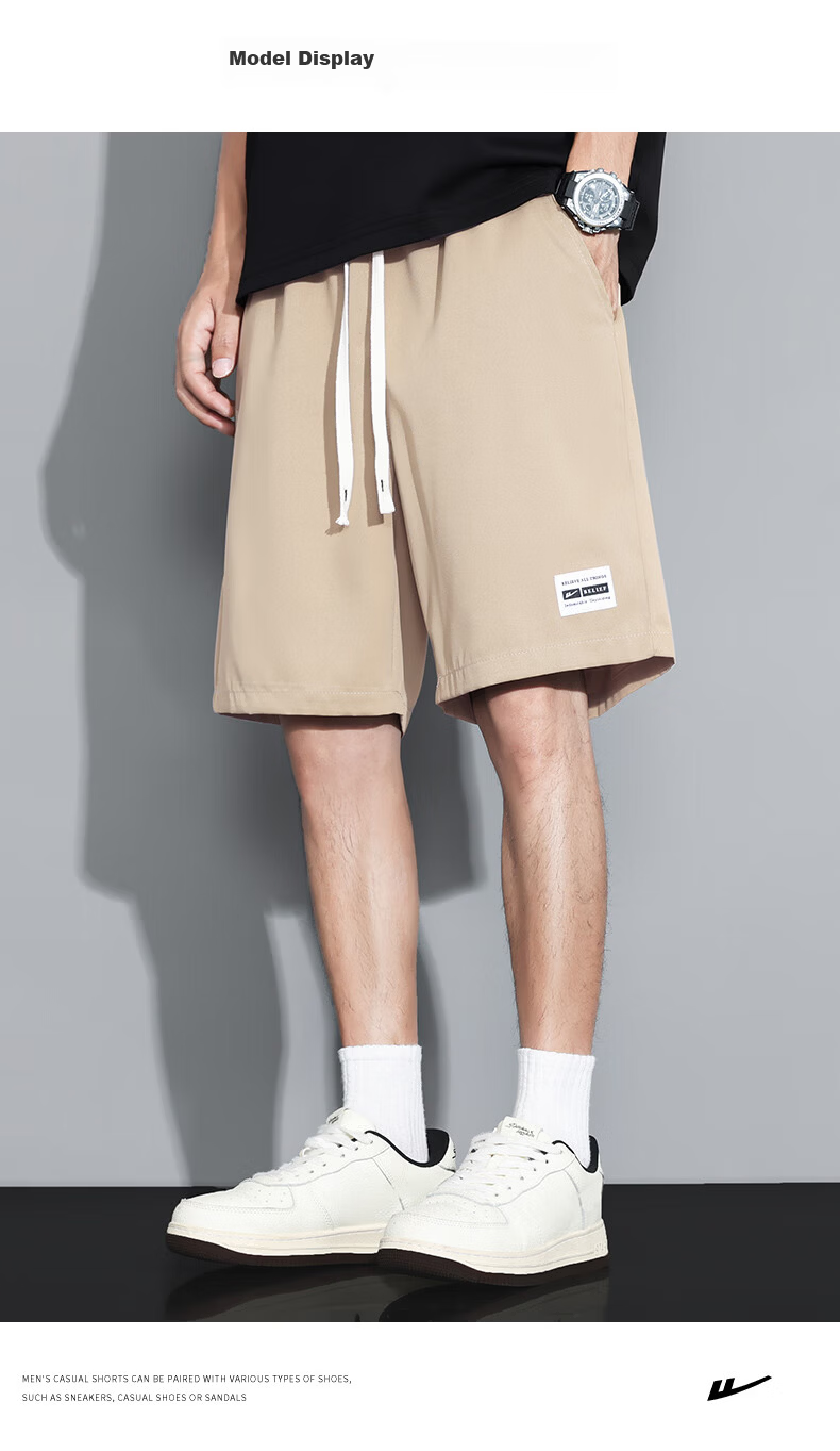 Warrior Men's Summer Shorts Casual Five-Point Loose Sports Quick-Dry Khaki Pants M 9