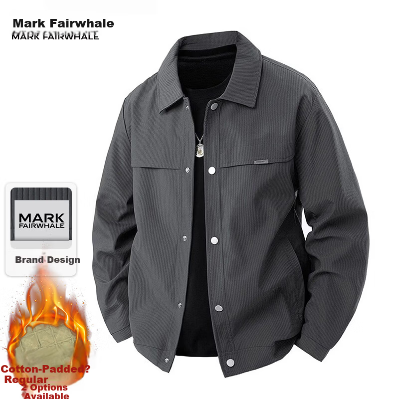 MARK FAIRWHALE Men's Jacket Spring Autumn Business Casual High-End Workwear Black 4XL
