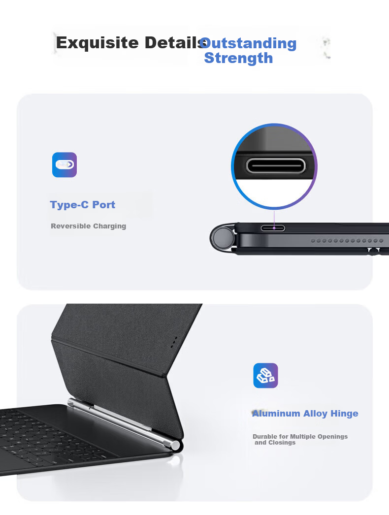 Soyin Wireless Keyboard for Apple iPad Pro 13-inch 2025/24 Model Integrated Bluetooth Magnetic Floating Dual-Sided Clip Touchpad Case 20