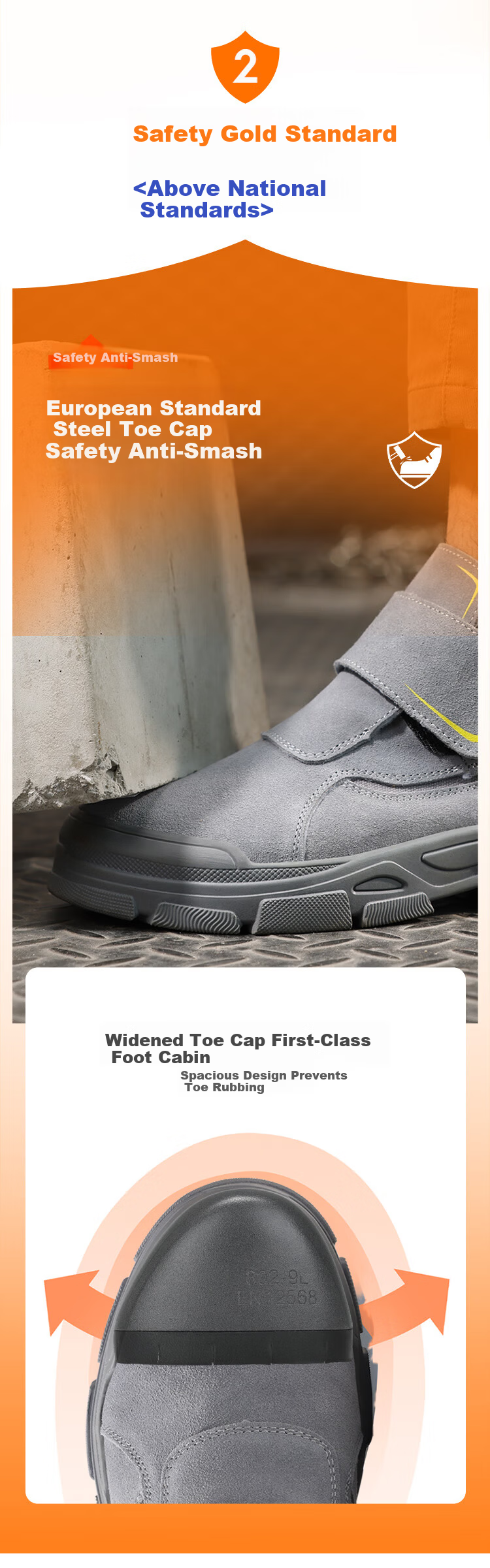 BlueOwl Shield Men's Labor Protection Shoes Welding Anti-Smash Toe Anti-Puncture Safety Soft Sole Lightweight Work Shoes D229YW-1 Size 45 7