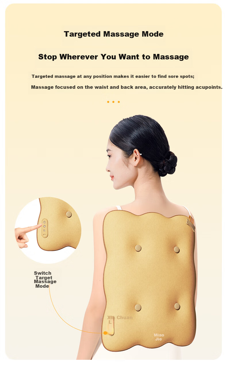 Miaojie MX08 Waist Massager Walking Style Back Massager Kneading Heat Office Lumbar Cushion Lumbar Support for Lumbar Muscle Strain Gift for Parents Mother's Day Birthday Men and Women Gold 8