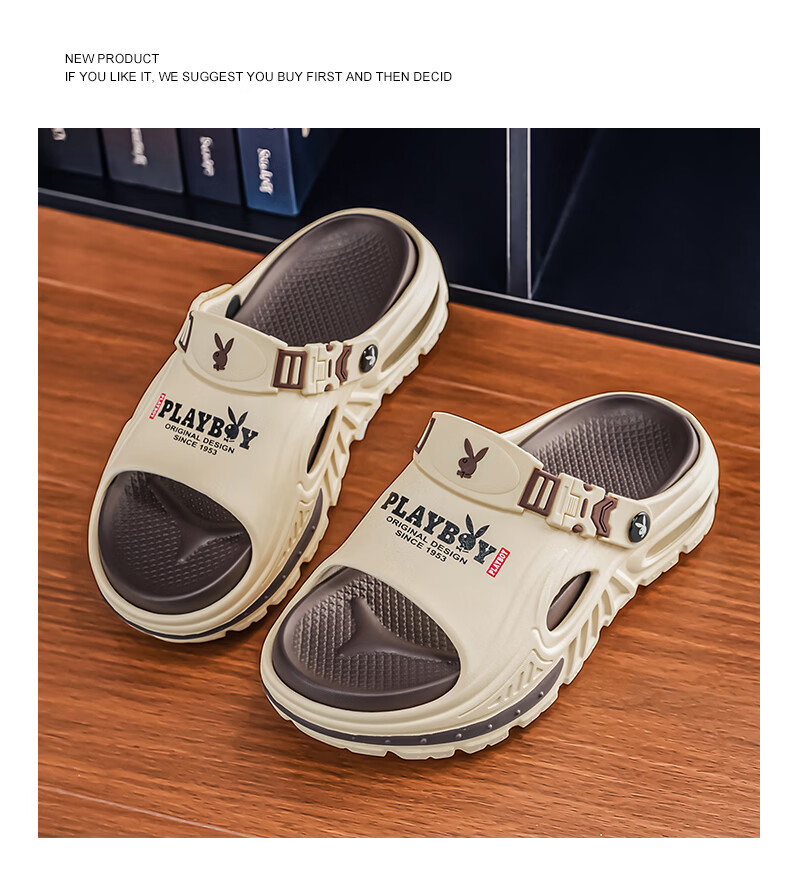 PLAYBOY 2026 Summer New Open Toe Sandals Men Soft Sole Casual Slip-On Outdoor Beach Shoes 14