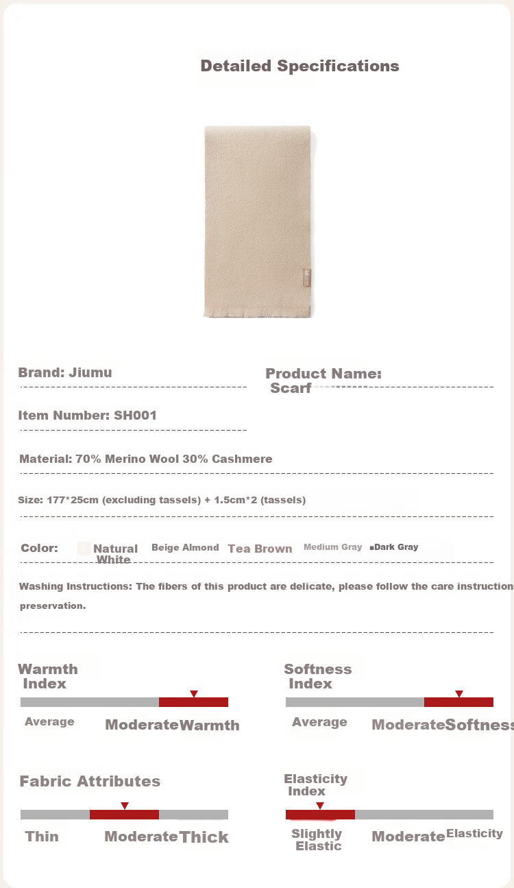 JIUMU Women's Cashmere Scarf Autumn Winter Warm Shawl Wool Neck Warmer Gift Box for Mother's Day Birthday 14