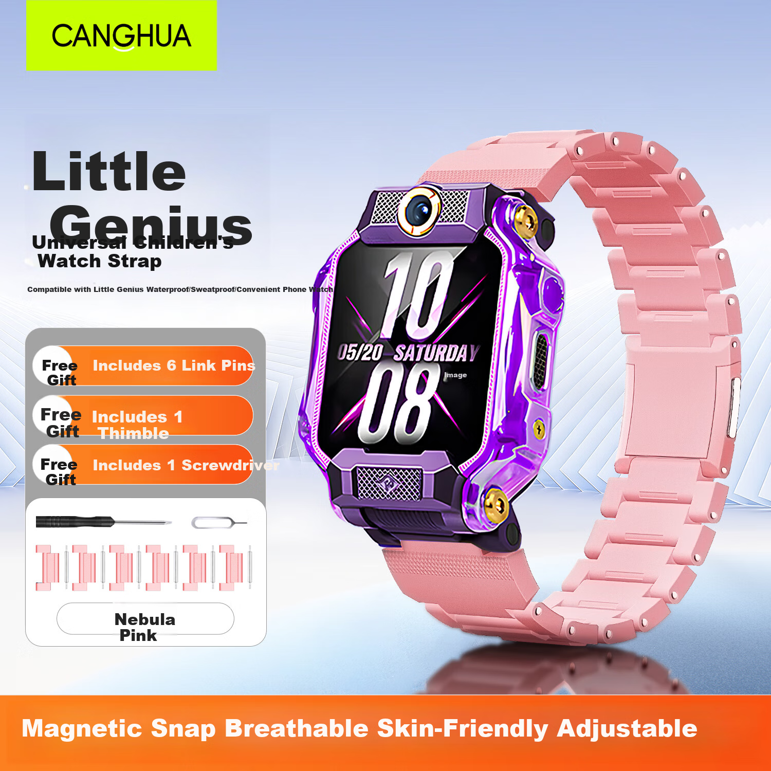 CangHua Magnetic Buckle Replacement Strap for Xiaotiancai Kids Smartwatch Z11/Z10/Z9/Z8/Z8A/Z7/Z7S/Z6/Z6Pro/Z6S/D3/Q2A Children's Student Phone Watch Band