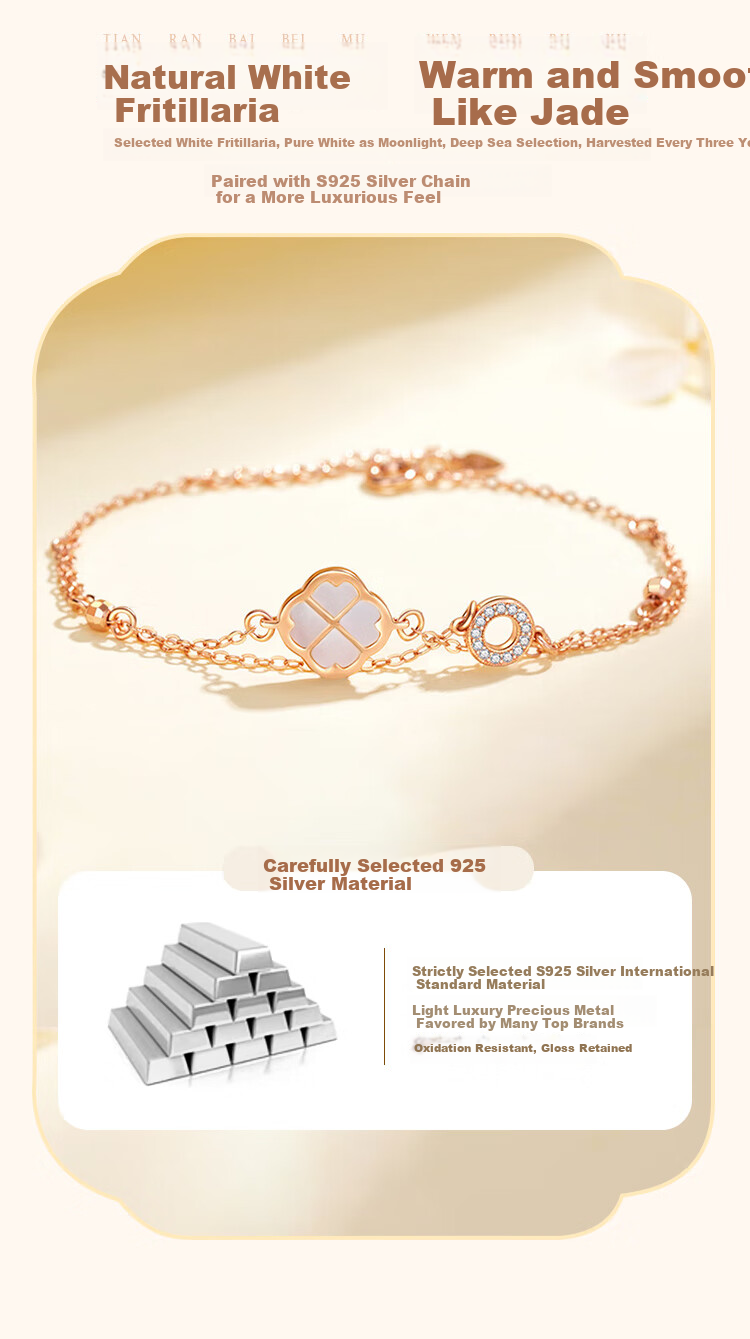 ALLOVE Four-Leaf Clover Silver Bracelet for Women 2026 New Rose Gold Birthday 520 Valentine's Day Gift for Girlfriend Wife 3