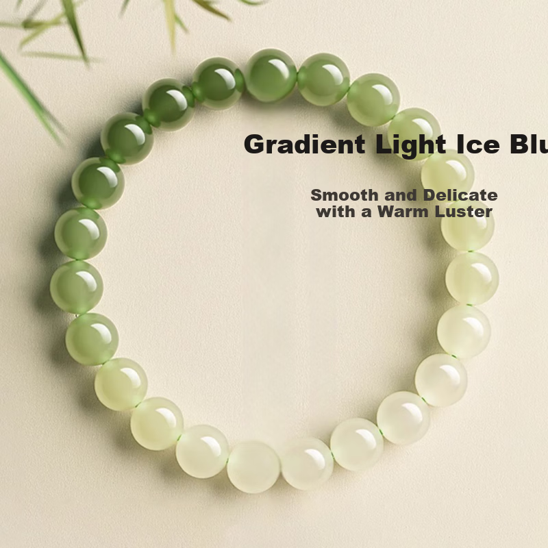 ALLOVE Gradient Hetian Jade Bracelet for Women Light Blue Jade Bangle Birthday 520 Valentine's Day Gift for Girlfriend Wife
