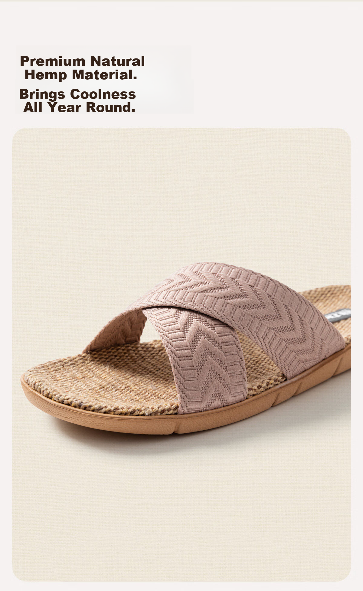 Warrior Linen Men's Indoor Home Slippers Non-Slip Sweat-Absorbing Odor-Resistant Floor Cool Slippers 0254 Light Coffee Size 44-45 4