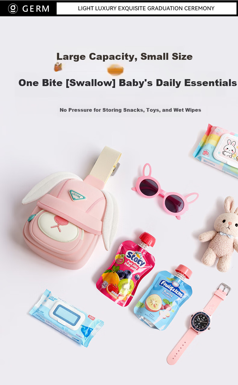 Germ Multifunctional Mini Kids Crossbody Bag Water-Resistant Lightweight Chest Bag Outdoor Travel Bubble Rabbit 3-10 Years 8