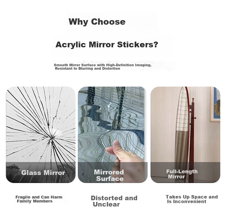 Millennium Huafu Acrylic Soft Mirror Full-Length Wall-Mounted Self-Adhesive Dressing Mirror for Dormitory Home 40*120cm 4