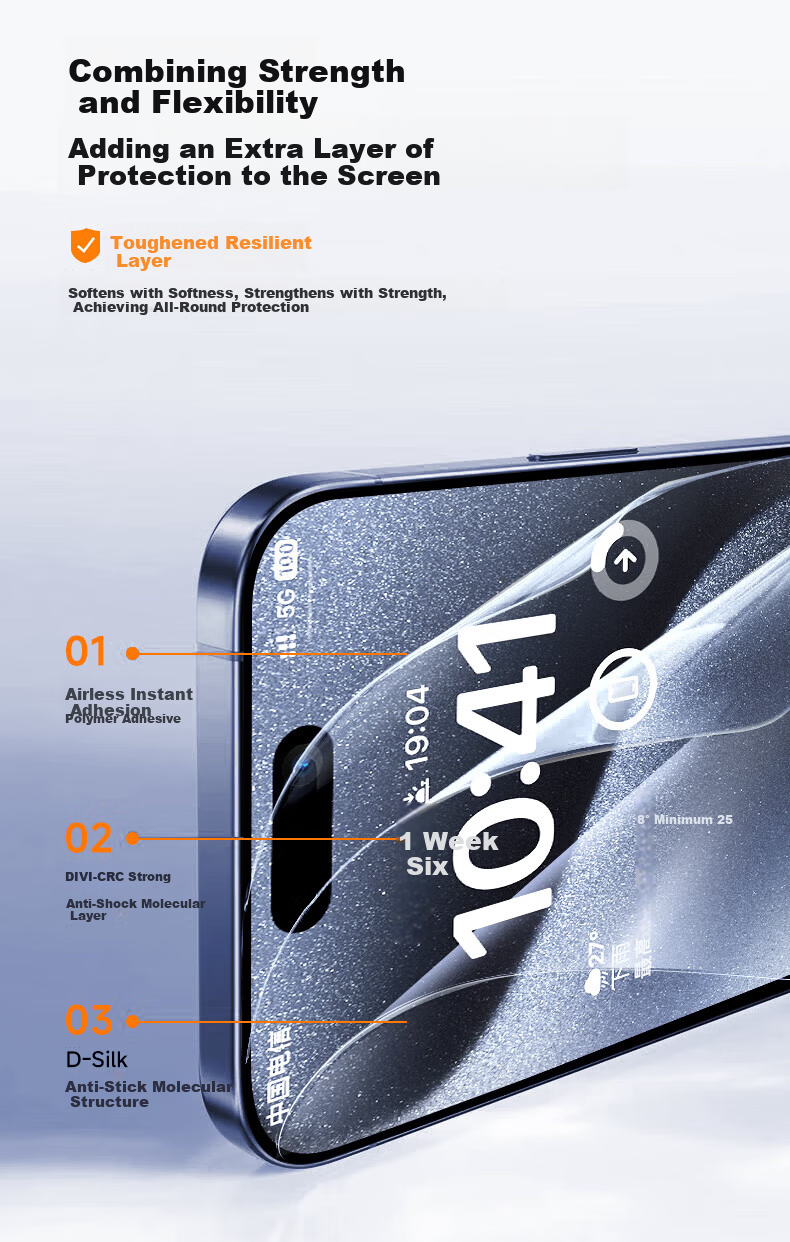 DIVI DIVI Dust-Free Warehouse Instant Paste iPhone 15 Pro Max Tempered Glass Screen Protector Full Coverage Anti-Drop Anti-Fingerprint Smooth Touch 1 Piece 6