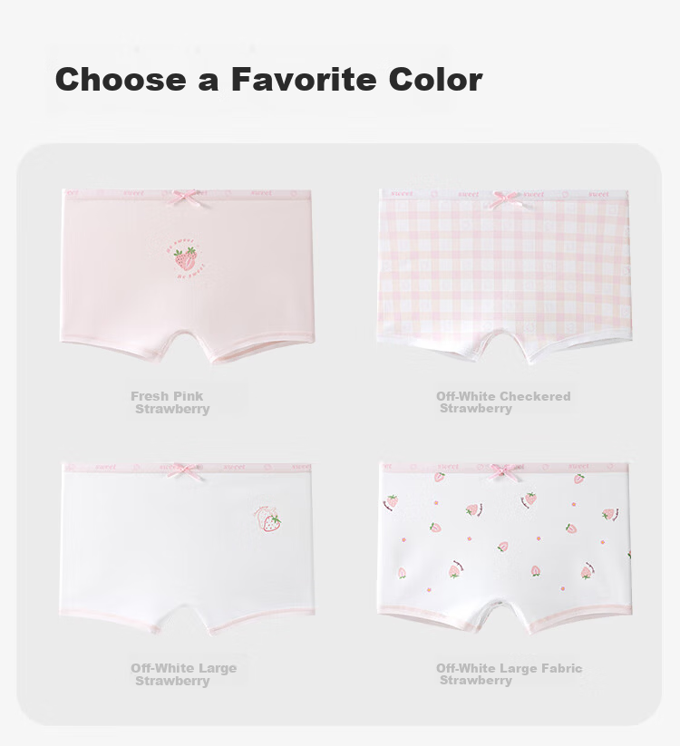 Hodo Girls' Comfortable Breathable Cotton Antibacterial Boxer Briefs for Children, 4-Pack 9